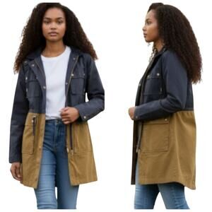 J. Crew Colorblock Barn/Chore Waxed Cotton Field Jacket EUC Size S     F215